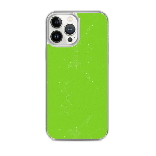 Neon Green White Cyber Polygon Flexible Clear iPhone Case Bump Resistant Corners CREATIVETECH