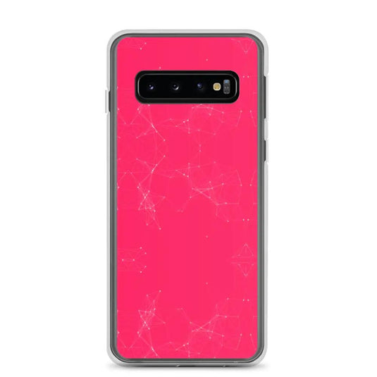 Neon Pink Red Cyber Polygon Flexible Clear Samsung Case Bump Resistant Corners CREATIVETECH