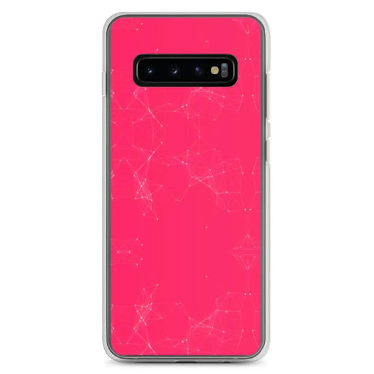Neon Pink Red Cyber Polygon Flexible Clear Samsung Case Bump Resistant Corners CREATIVETECH