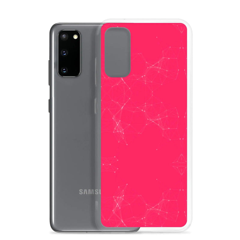 Load image into Gallery viewer, Neon Pink Red Cyber Polygon Flexible Clear Samsung Case Bump Resistant Corners CREATIVETECH
