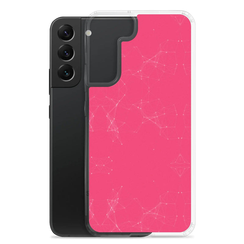 Load image into Gallery viewer, Neon Pink Red Cyber Polygon Flexible Clear Samsung Case Bump Resistant Corners CREATIVETECH
