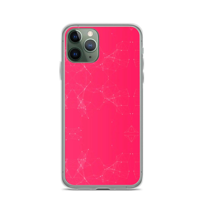 Neon Pink Red Cyber Polygon Flexible Clear iPhone Case Bump Resistant Corners CREATIVETECH