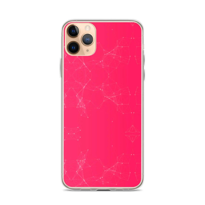 Neon Pink Red Cyber Polygon Flexible Clear iPhone Case Bump Resistant Corners CREATIVETECH