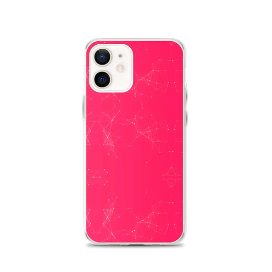 Neon Pink Red Cyber Polygon Flexible Clear iPhone Case Bump Resistant Corners CREATIVETECH