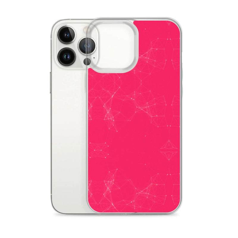 Load image into Gallery viewer, Neon Pink Red Cyber Polygon Flexible Clear iPhone Case Bump Resistant Corners CREATIVETECH
