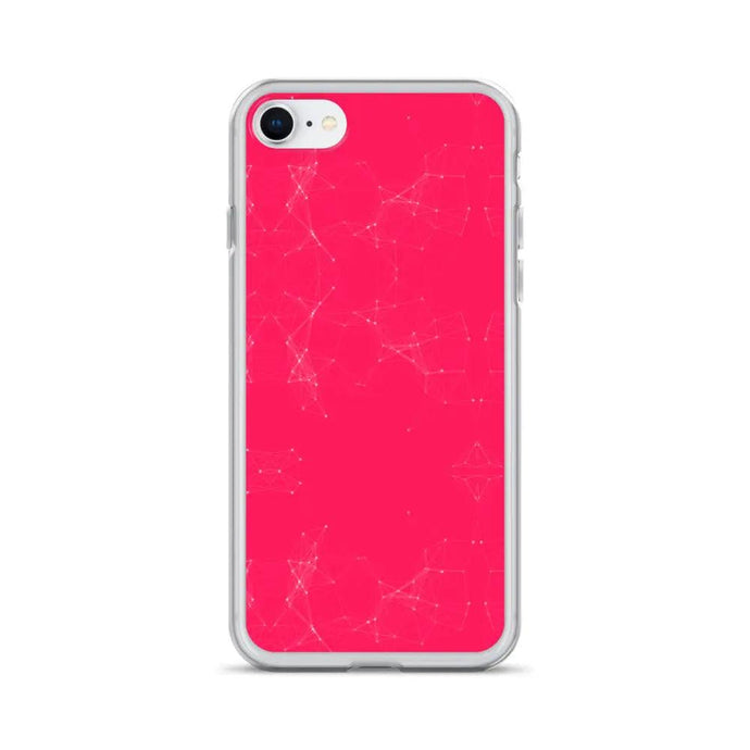 Neon Pink Red Cyber Polygon Flexible Clear iPhone Case Bump Resistant Corners CREATIVETECH