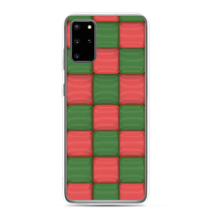 Red Green Cubic Chess Board Style Flexible Clear Samsung Case Bump Resistant Corners CREATIVETECH