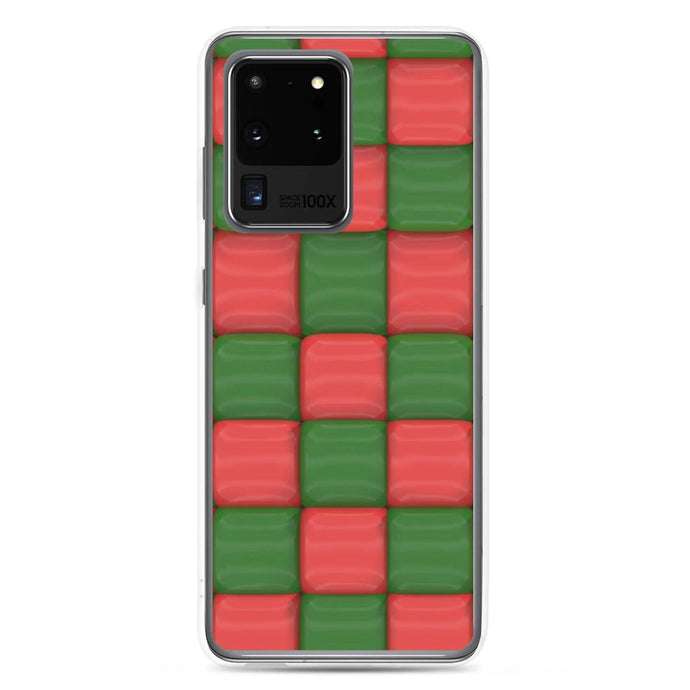 Red Green Cubic Chess Board Style Flexible Clear Samsung Case Bump Resistant Corners CREATIVETECH