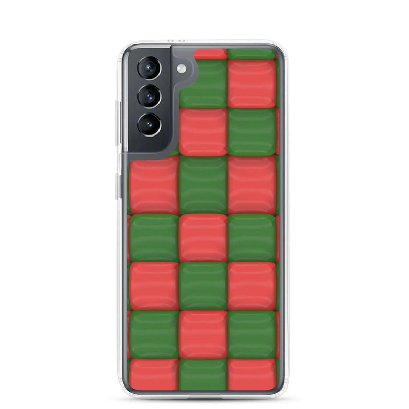Load image into Gallery viewer, Red Green Cubic Chess Board Style Flexible Clear Samsung Case Bump Resistant Corners CREATIVETECH
