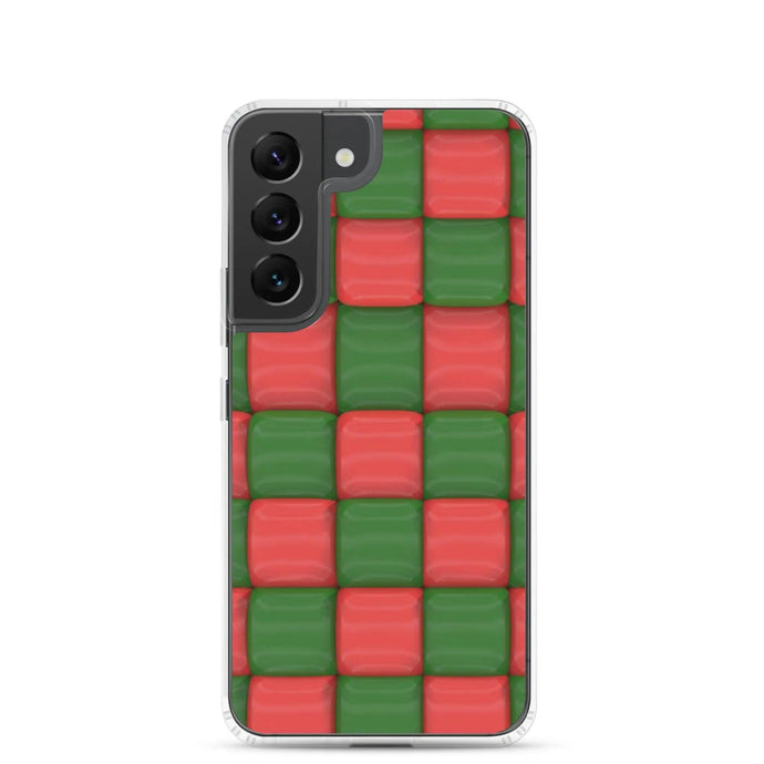 Red Green Cubic Chess Board Style Flexible Clear Samsung Case Bump Resistant Corners CREATIVETECH