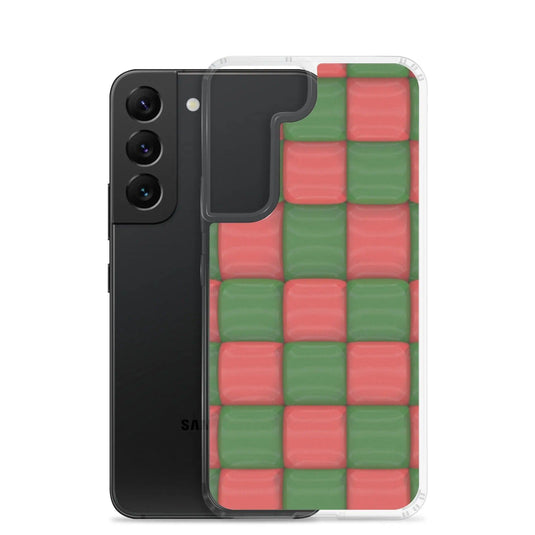 Red Green Cubic Chess Board Style Flexible Clear Samsung Case Bump Resistant Corners CREATIVETECH