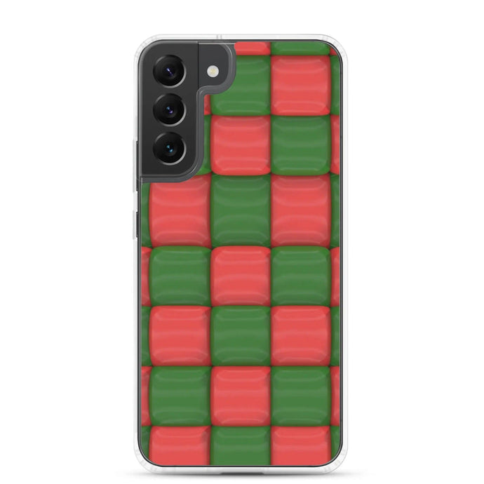 Red Green Cubic Chess Board Style Flexible Clear Samsung Case Bump Resistant Corners CREATIVETECH