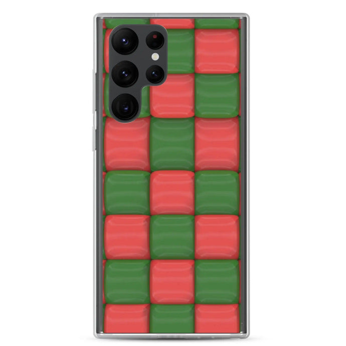 Red Green Cubic Chess Board Style Flexible Clear Samsung Case Bump Resistant Corners CREATIVETECH