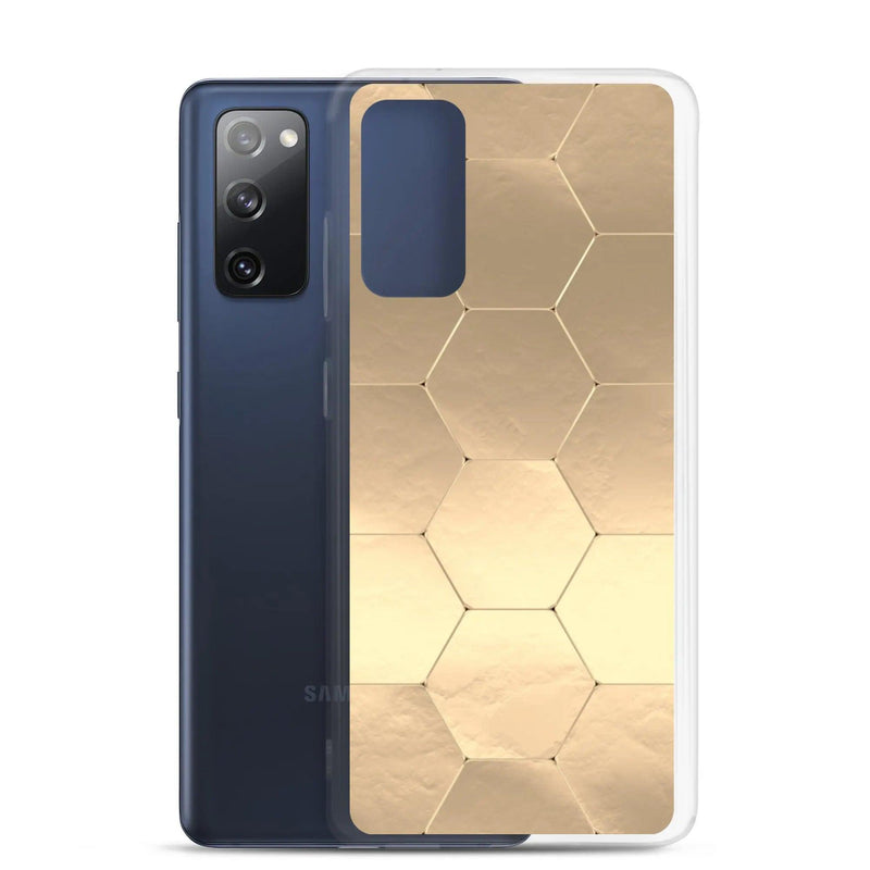 Load image into Gallery viewer, Soft Gold Honeycomb Style Flexible Clear Samsung Case Bump Resistant Corners CREATIVETECH
