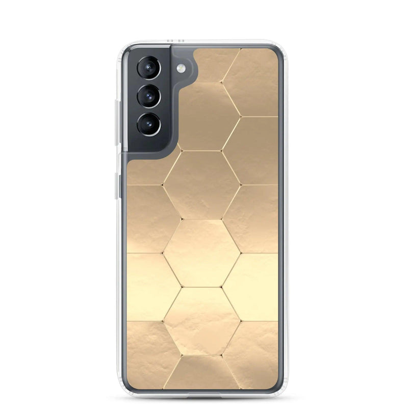Load image into Gallery viewer, Soft Gold Honeycomb Style Flexible Clear Samsung Case Bump Resistant Corners CREATIVETECH
