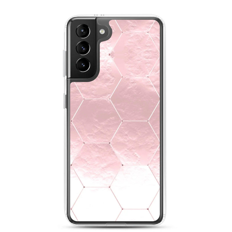 Load image into Gallery viewer, Soft Rose Gold Honeycomb Style Flexible Clear Samsung Case Bump Resistant Corners CREATIVETECH
