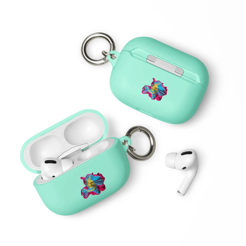 Load image into Gallery viewer, Warm Colorful Waves 2-in-1 Cool Shock Resistant Tough AirPods Case with Metal Carabiner CREATIVETECH

