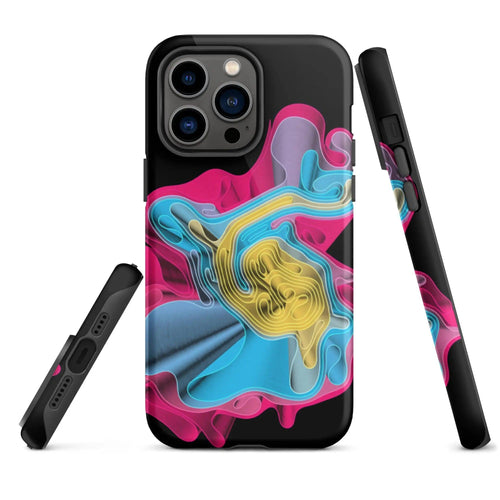Warm Colorful Waves Double Layered Impact Resistant Tough iPhone Case 3D Wrap Matte or Glossy Finish CREATIVETECH