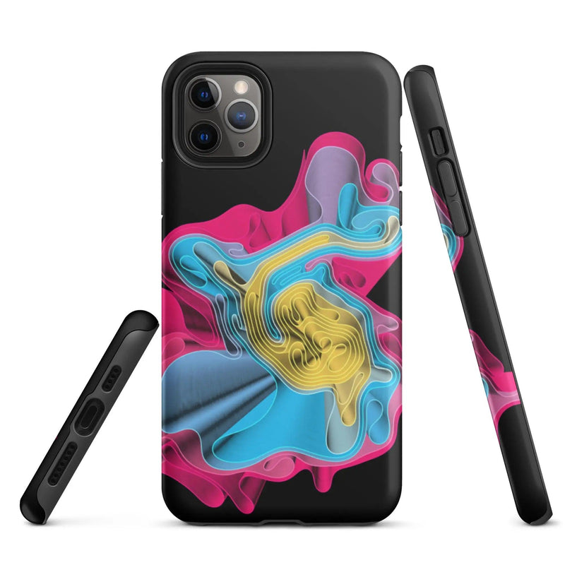 Load image into Gallery viewer, Warm Colorful Waves Double Layered Impact Resistant Tough iPhone Case 3D Wrap Matte or Glossy Finish CREATIVETECH
