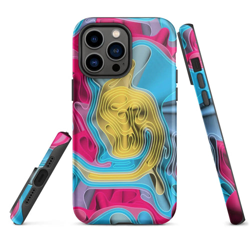 Warm Colorful Waves Variation Double Layered Impact Resistant Tough iPhone Case 3D Wrap Matte or Glossy Finish CREATIVETECH