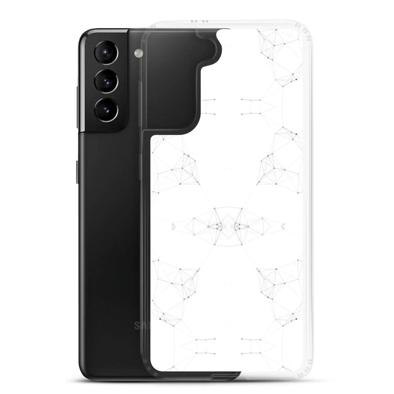 Load image into Gallery viewer, White Cyber Polygon Flexible Clear Samsung Case Bump Resistant Corners CREATIVETECH
