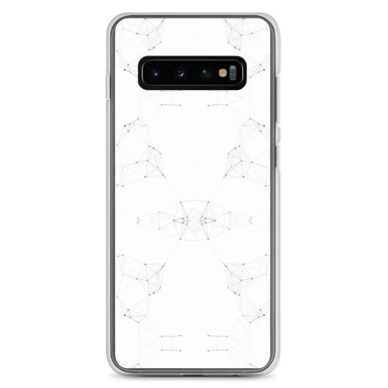 Load image into Gallery viewer, White Cyber Polygon Flexible Clear Samsung Case Bump Resistant Corners CREATIVETECH
