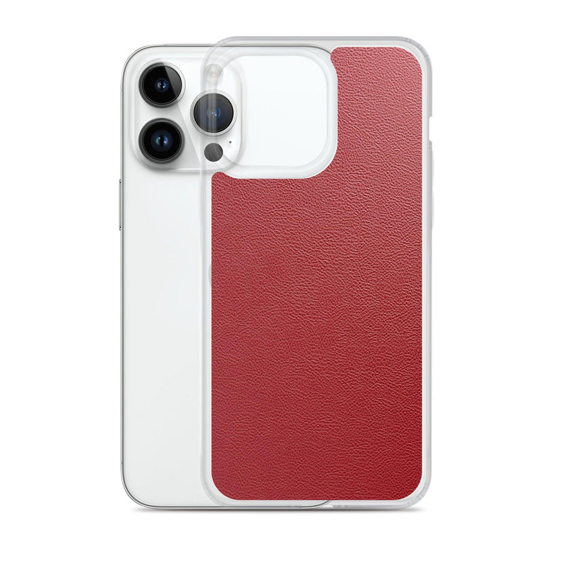 Load image into Gallery viewer, Red Leather Flexible Clear iPhone Case Bump Resistant Corners CREATIVETECH
