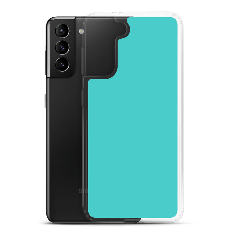 Load image into Gallery viewer, Turquoise Blue Samsung Clear Thin Case Plain Color CREATIVETECH
