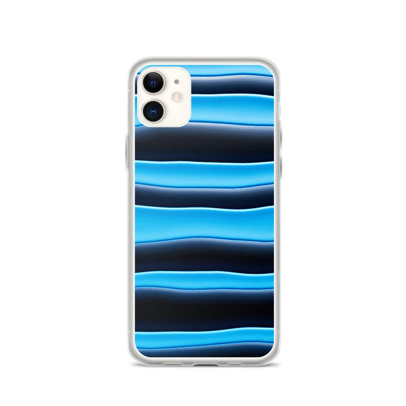 Load image into Gallery viewer, Black Blue Blob Striped Style Flexible Clear iPhone Case Bump Resistant Corners CREATIVETECH
