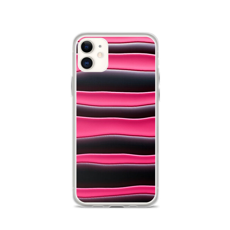 Load image into Gallery viewer, Black Red Pink Blob Striped Style Flexible Clear iPhone Case Bump Resistant Corners CREATIVETECH
