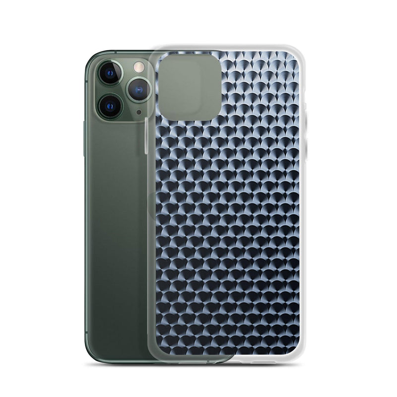 Load image into Gallery viewer, Dark Brushed Metal Circular Pattern Industrial Grid Style Flexible Clear iPhone Case Bump Resistant Corners CREATIVETECH

