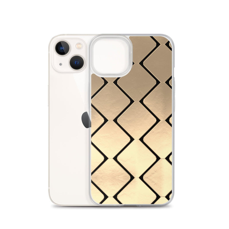 Load image into Gallery viewer, Metal Golden Grid Flexible Clear iPhone Case Bump Resistant Corners CREATIVETECH
