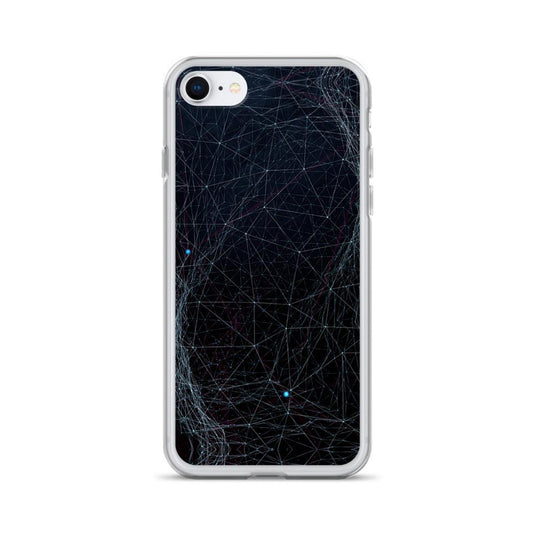 Blue Dark Cyber Polygon Flexible Clear iPhone Case Bump Resistant Corners CREATIVETECH