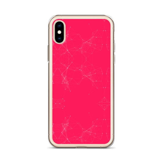 Neon Pink Red Cyber Polygon Flexible Clear iPhone Case Bump Resistant Corners CREATIVETECH