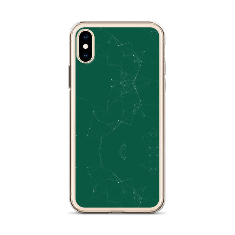 Load image into Gallery viewer, Olive Green Elegant Cyber Polygon Flexible Clear iPhone Case Bump Resistant Corners CREATIVETECH
