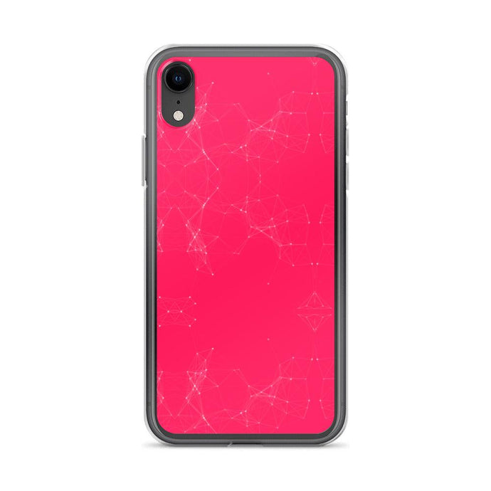 Neon Pink Red Cyber Polygon Flexible Clear iPhone Case Bump Resistant Corners CREATIVETECH