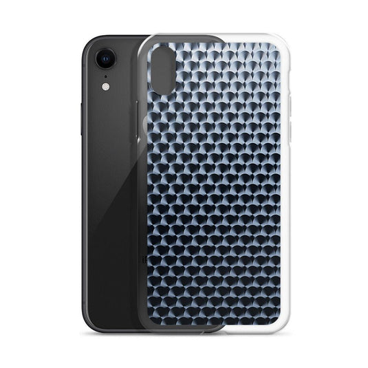 Dark Brushed Metal Circular Pattern Industrial Grid Style Flexible Clear iPhone Case Bump Resistant Corners CREATIVETECH