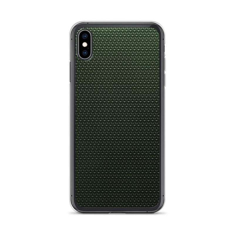 Load image into Gallery viewer, Dark Green Industrial Grid Style Flexible Clear iPhone Case Bump Resistant Corners CREATIVETECH
