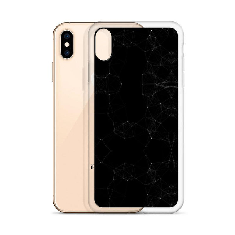 Load image into Gallery viewer, Black and White Cyber Polygon Flexible Clear iPhone Case Bump Resistant Corners CREATIVETECH
