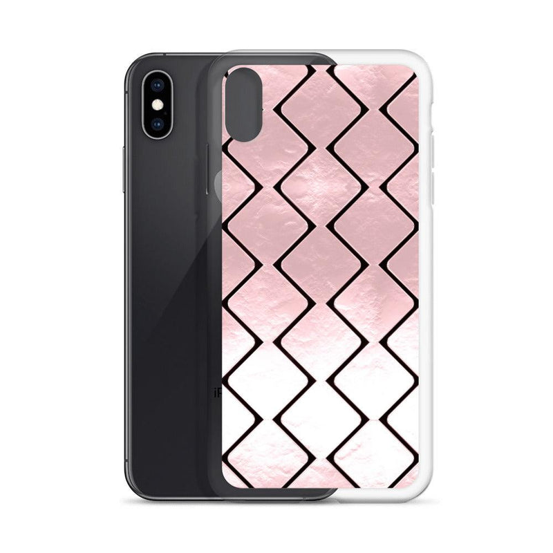 Load image into Gallery viewer, Metal Rose Golden Grid Flexible Clear iPhone Case Bump Resistant Corners CREATIVETECH
