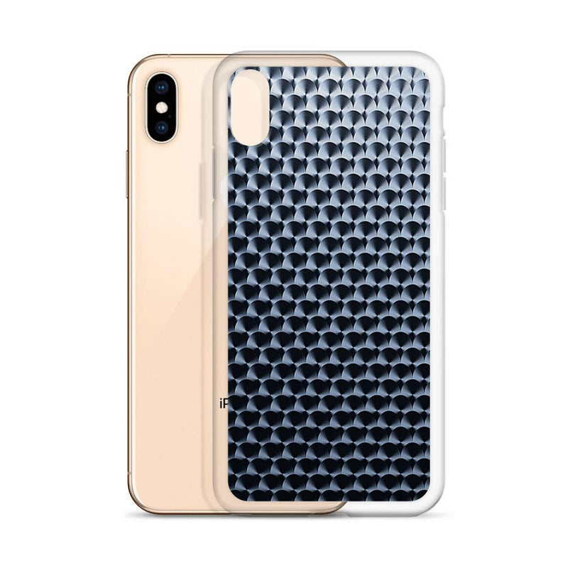 Load image into Gallery viewer, Dark Brushed Metal Circular Pattern Industrial Grid Style Flexible Clear iPhone Case Bump Resistant Corners CREATIVETECH

