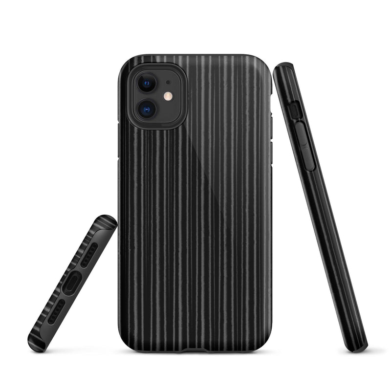 Load image into Gallery viewer, Black Ribbed Carbon Fiber iPhone Case Double Layer Impact Resistant Tough 3D Wrap Matte or Glossy Finish CREATIVETECH

