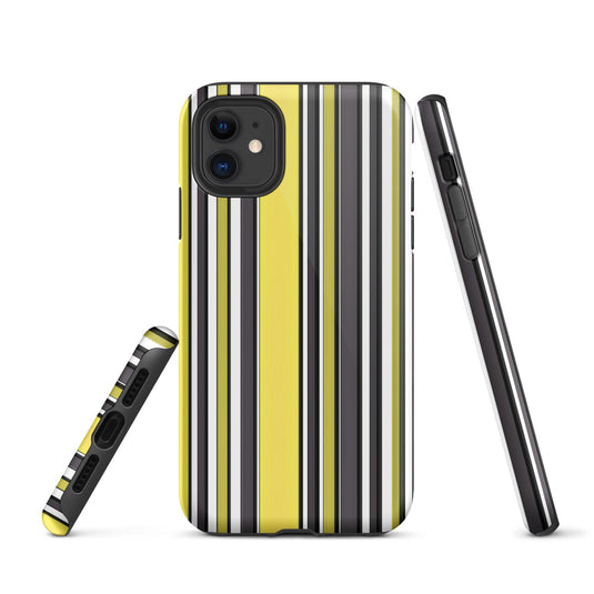 Yellow Black White Ribbed Colorful iPhone Case Double Layer Impact Resistant Tough 3D Wrap Matte or Glossy Finish CREATIVETECH