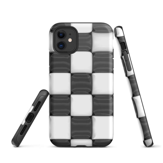 Classic Black White Chess Board Colorful Hardshell iPhone Case Double Layer Impact Resistant Tough 3D Wrap CREATIVETECH
