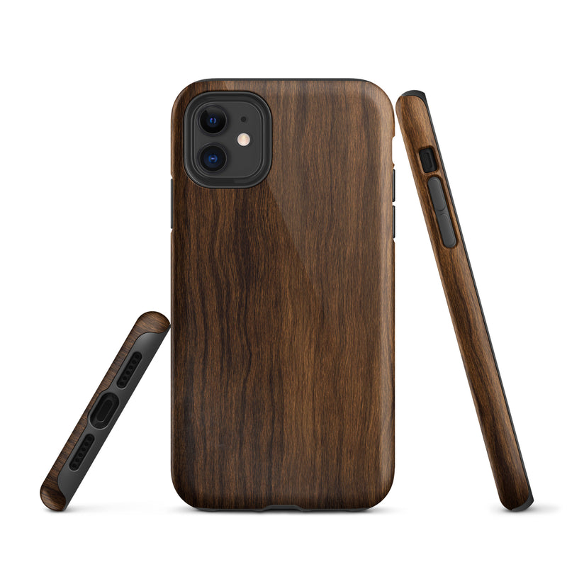 Load image into Gallery viewer, Medium Brown Wood iPhone Case Hardshell 3D Wrap Thermal CREATIVETECH
