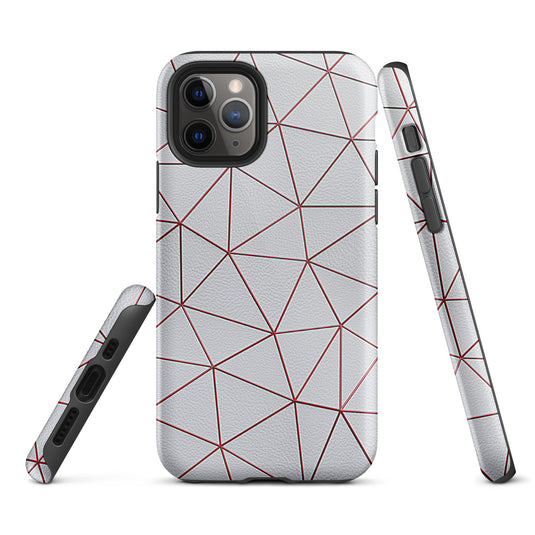 Polygon White Red Leather iPhone Case Hardshell 3D Wrap Thermal CREATIVETECH