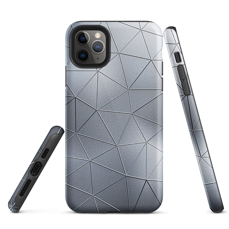 Load image into Gallery viewer, Silver  Polygon Metal iPhone Case Hardshell 3D Wrap Thermal CREATIVETECH
