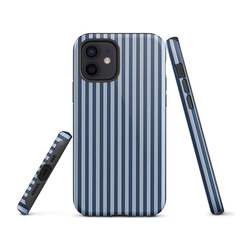 Load image into Gallery viewer, Blue White Textile Striped iPhone Case Hardshell 3D Wrap Thermal Plain Color CREATIVETECH

