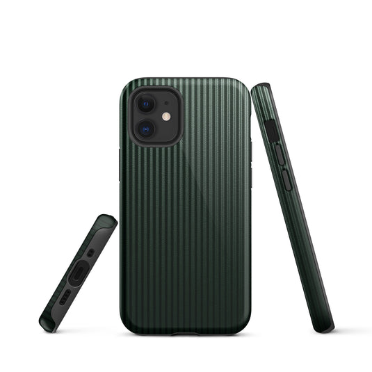 Dark Green Carbon Fiber Striped iPhone Case Hardshell 3D Wrap Thermal Plain Color CREATIVETECH