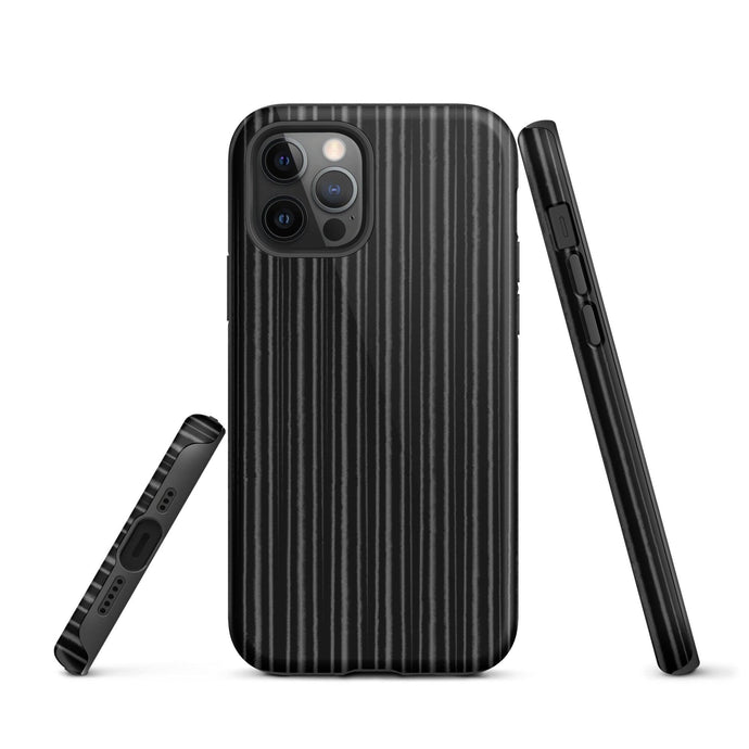 Black Ribbed Carbon Fiber iPhone Case Double Layer Impact Resistant Tough 3D Wrap Matte or Glossy Finish CREATIVETECH